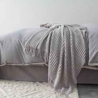Chunky Knit Throw Blanket LightGray 130x170 cm