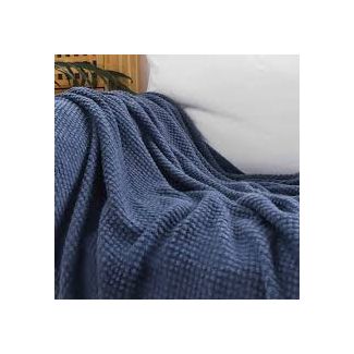 Chunky Knit Throw Blanket Navy 130x170 cm